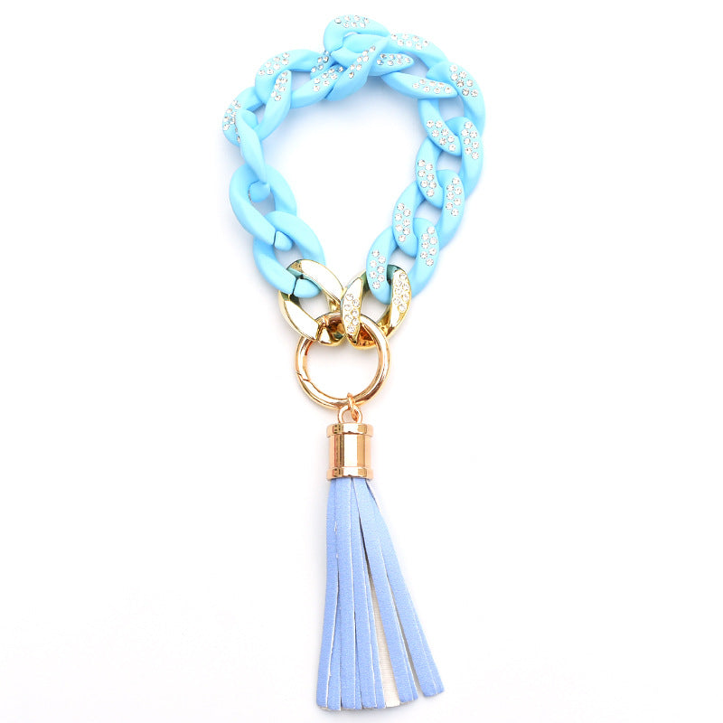 Llavero de muñeca con cadena de borlas de PU al por mayor